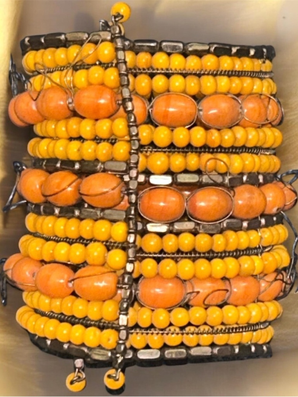 Orange Beaded Wrap Bracelet